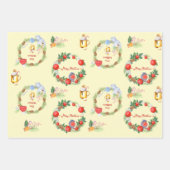 クリスマスツリーリースおもちゃファミリー名ギフト ラッピングペーパーシート (正面2)