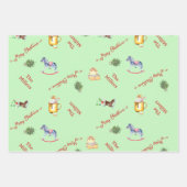 クリスマスツリーリースおもちゃファミリー名ギフト ラッピングペーパーシート (正面)