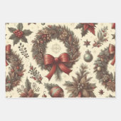 クリスマスツリーリースオーナメントデザインブルーベギー ラッピングペーパーシート (正面2)