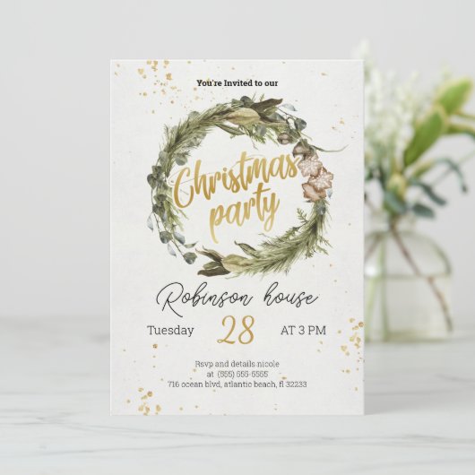 クリスマスツリーリースパーティーホリデー招待状 招待状 (スタンド正面)