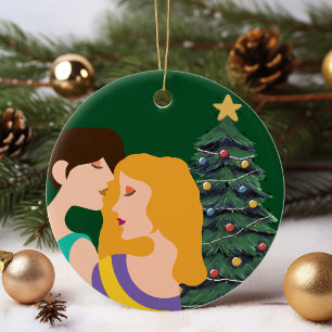 クリスマスツリーレズビアンカップルLGBT セラミックオーナメント