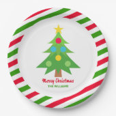 クリスマスツリーレッドアンドグリーンホリデーパーティー ペーパープレート (正面)