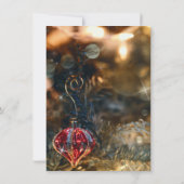 クリスマスツリーレッドオーナメントホリデーライトパーティー 招待状 (裏面)