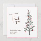 クリスマスツリーレッドグリーンウィンター結婚フェスティバル サンキューカード (正面)