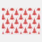 クリスマスツリーレッドグリーンパターンデザイン ラッピングペーパーシート (正面3)