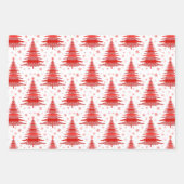 クリスマスツリーレッドグリーンパターンデザイン ラッピングペーパーシート (正面3)