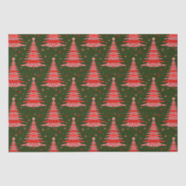 クリスマスツリーレッドグリーンパターンデザイン 薄葉紙