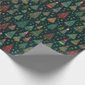 クリスマスツリーレッドグリーンホワイトブラッククリスマス ラッピングペーパー (角)