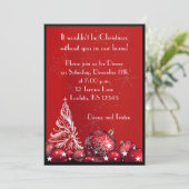 クリスマスツリーレッドディナーパーティの招待状 招待状 (スタンド正面)