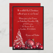 クリスマスツリーレッドディナーパーティの招待状 招待状 (正面/裏面)