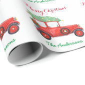 クリスマスツリーレッドトラックホリデーラッピング紙 ラッピングペーパー (ロールコーナー)