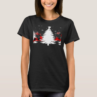 クリスマスツリーレッドバッファロープレイドトインデアクリスメリータム Tシャツ
