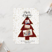 クリスマスツリーレッドバッファロー金ゴールドメリークリスマスフォト カード (正面/裏面インサイチュ)