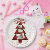 クリスマスツリーレッドバッファロー金ゴールドメリークリスマスフォト ペーパープレート (パーティー)