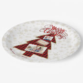 クリスマスツリーレッドバッファロー金ゴールドメリークリスマスフォト ペーパープレート (アングル)