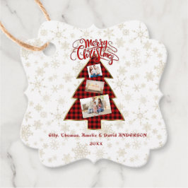 クリスマスツリーレッドバッファロー金ゴールド写真メリークリスマス フェイバータグ