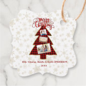 クリスマスツリーレッドバッファロー金ゴールド写真メリークリスマス フェイバータグ (裏面)