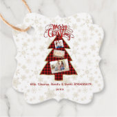 クリスマスツリーレッドバッファロー金ゴールド写真メリークリスマス フェイバータグ (正面)