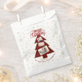 クリスマスツリーレッドバッファロー金ゴールド写真メリークリスマス フェイバーバッグ (クリップ留めされた状態)