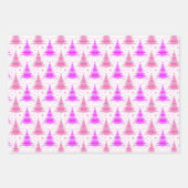 クリスマスツリーレッドピンクブルーパターンデザイン ラッピングペーパーシート (正面2)