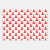 クリスマスツリーレッドピンクブルーパターンデザイン ラッピングペーパーシート (正面)