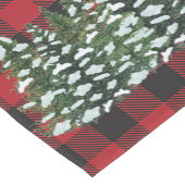 クリスマスツリーレッドブラックプレイドファミリーモノグラム ショートテーブルランナー (コーナー)