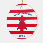 クリスマスツリーレッドブルーホワイト セラミックオーナメント (左)