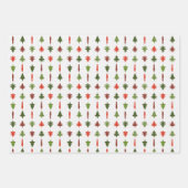 クリスマスツリーレッドホワイトグリーン3 ラッピングペーパーシート (正面)