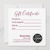 クリスマスツリーレッドボウ金ゴールド雪片ギフトカード (裏面)