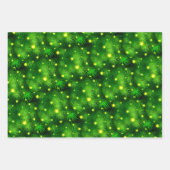 クリスマスツリーレッドポインセティアレッド&グリーンホリデー ラッピングペーパーシート (正面)