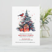 クリスマスツリーレッドロビンホリデーパーティーの招待 招待状 (スタンド正面)