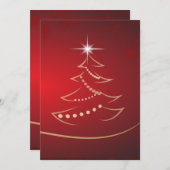 クリスマスツリーレッド背景クリスマスカード シーズンカード (正面/裏面)