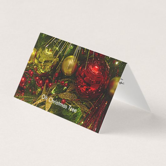 クリスマスツリーレッド&金ゴールドクリスマステントカード (正面)