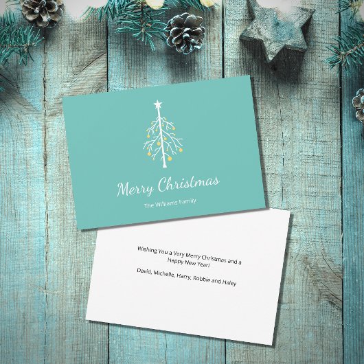 クリスマスツリーレトロヴィンテージティール（緑がかった色）グリーン シーズンカード