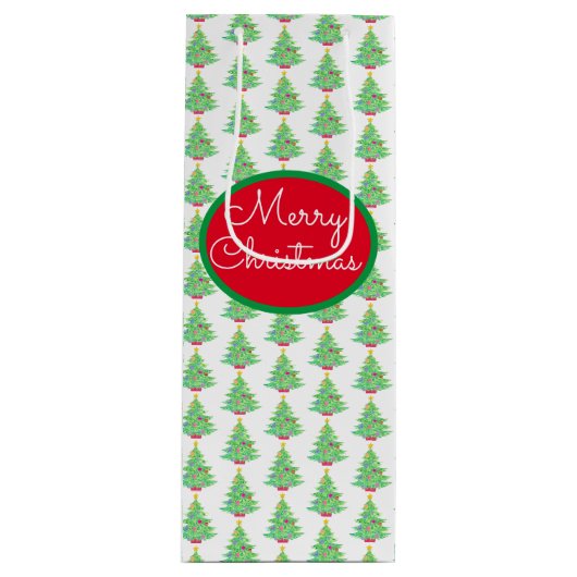 クリスマスツリーワインバッグ ワインギフトバッグ (正面)