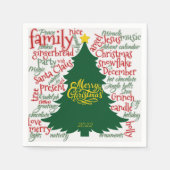 クリスマスツリーワードクラウドレッドグリーンギフト スタンダードカクテルナプキン (正面)