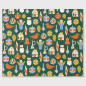 クリスマスツリーヴィンテージおもちゃ ラッピングペーパー (フラット)