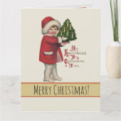 クリスマスツリーヴィンテージイラストレーションアートの子 カード (正面)