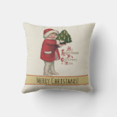 クリスマスツリーヴィンテージイラストレーションアートの子 クッション (裏面)
