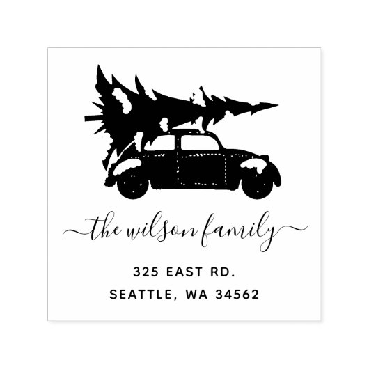 クリスマスツリーヴィンテージカーホリデーズ差出人住所 セルフインキングスタンプ (デザイン)