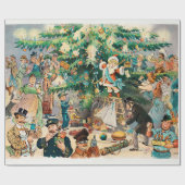 クリスマスツリーヴィンテージクリスマスイラストレーション ラッピングペーパー (フラット)