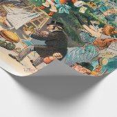 クリスマスツリーヴィンテージクリスマスイラストレーション ラッピングペーパー (角)