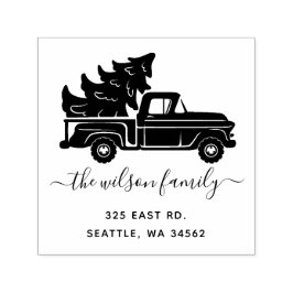 クリスマスツリーヴィンテージトラック差出人住所 セルフインキングスタンプ