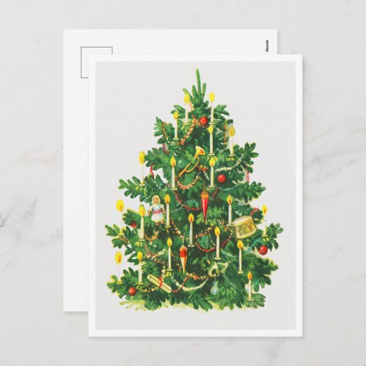 クリスマスツリーヴィンテージホリデーポストカード シーズンポストカード (正面/裏面)