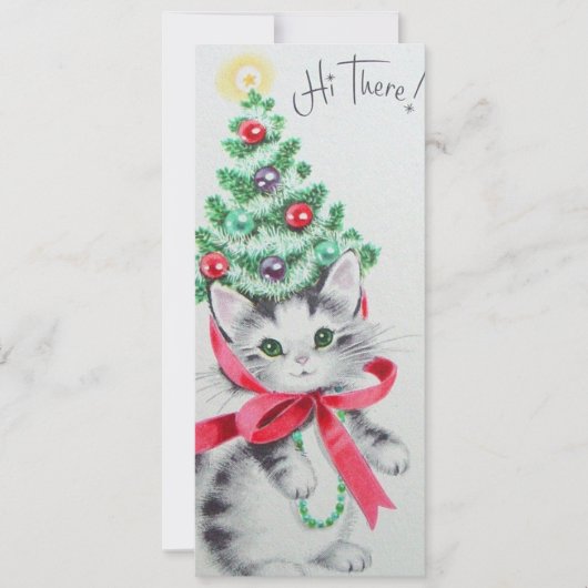 クリスマスツリーヴィンテージ子猫 シーズンカード (正面)