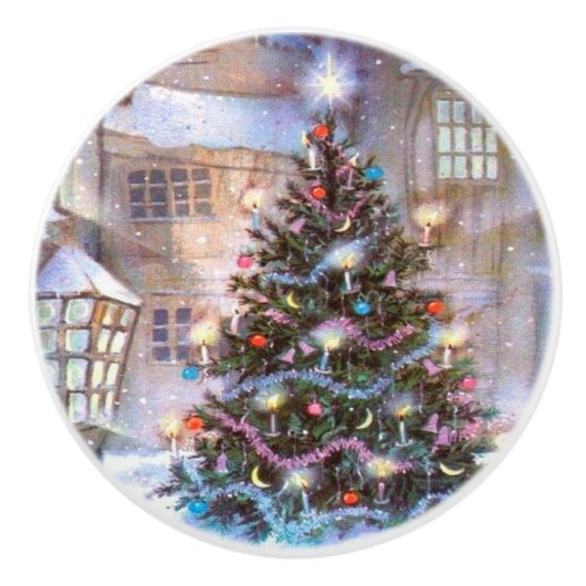 クリスマスツリーヴィンテージ セラミックノブ (正面)