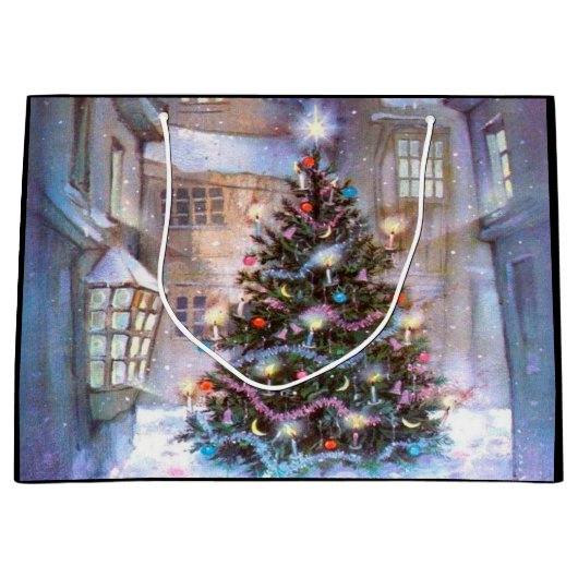 クリスマスツリーヴィンテージ ラージペーパーバッグ (正面)