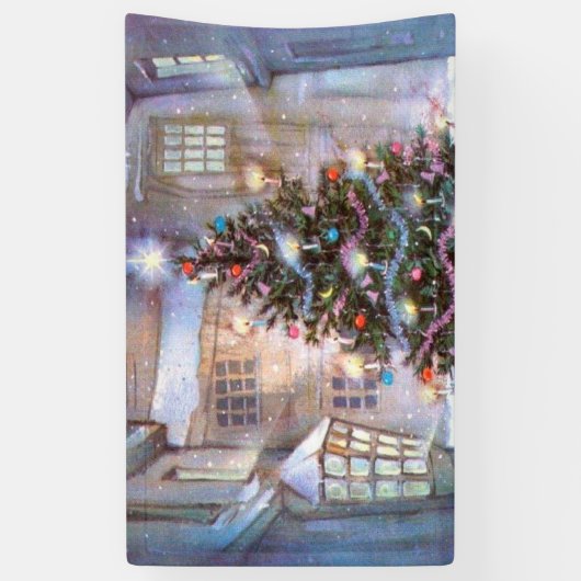 クリスマスツリーヴィンテージ 横断幕 (縦)