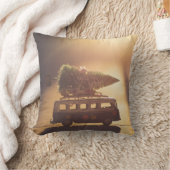 クリスマスツリー上のバン、ボトルブラシの木 クッション (ブランケット)