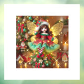 クリスマスツリー上の可愛い妖精カラフルデザイン ウィンドウサイン (シート3)